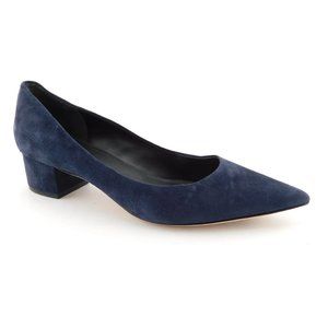 VIA SPIGA Blue Suede Leather Block Heel Pumps 11